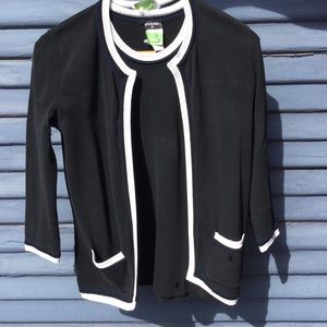 Chanel black with white navy trim sweater set